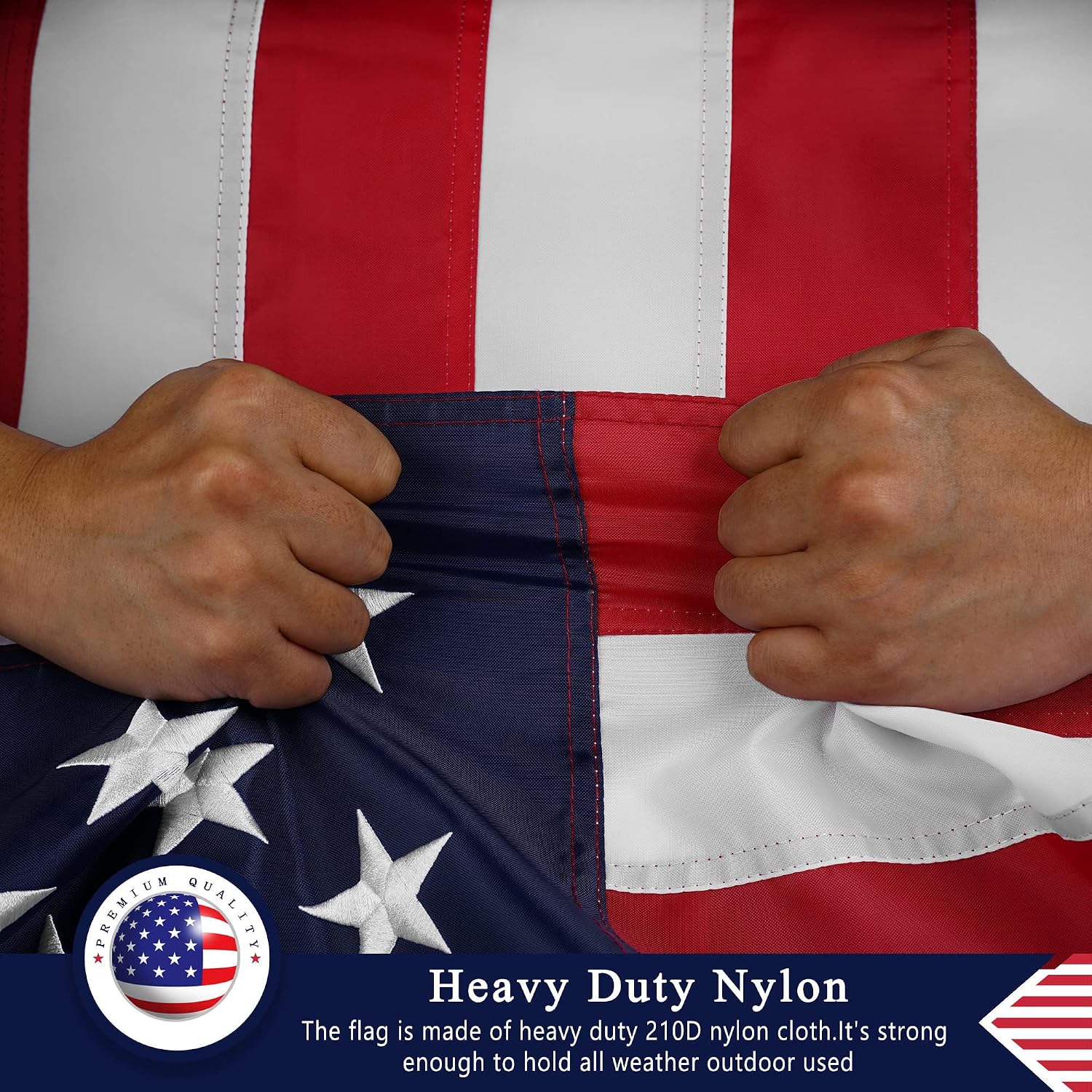 American Flag 10x15 Ft for Outside,Heavy Duty US Flag for High Wind Outdoor | Heavy Duty Nylon, Fade Resistant and Waterproof USA Flag with Embroidered Stars, Sewn Stripes, Brass Grommets