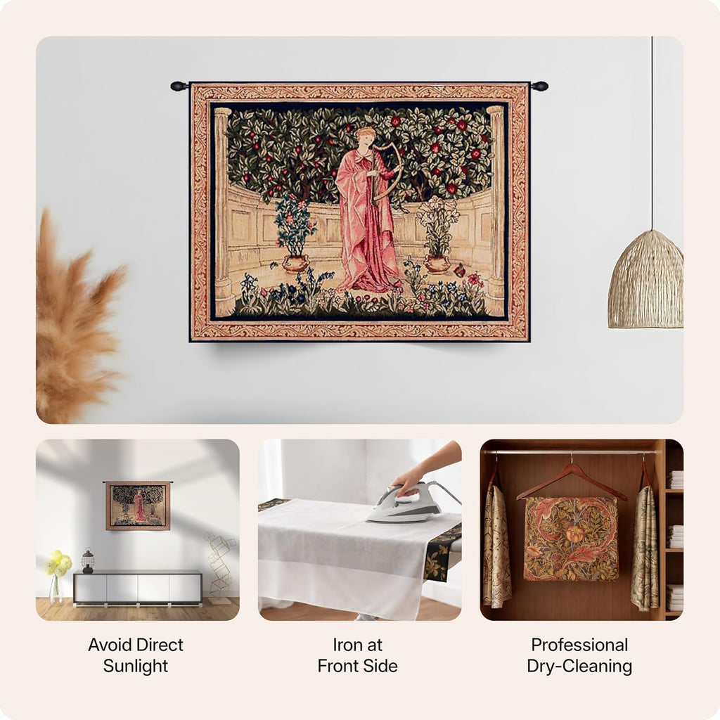 Charlotte Home Furnishings Inc French Boho Tapestry Wall Hanging 25 x 32 in, The Minstrel Aesthetic Woven Wall Art decor for Living Room Home Decor, European Cotton Jacquard Woven