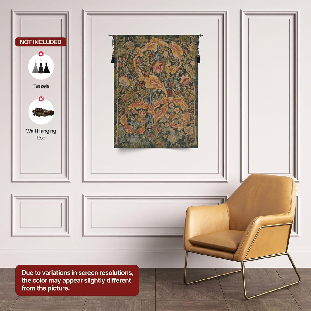 Charlotte Home Furnishings Inc French Boho Tapestry Wall Hanging 58 x 28 in, Animals Brown Medium Aesthetic Woven Wall Art decor for Living Room Home Decor, European Cotton Jacquard Woven