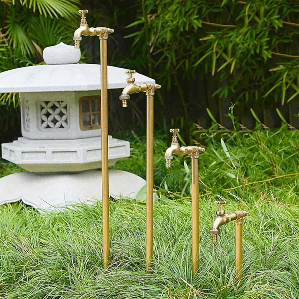 Freestanding Copper Garden Water Column with Faucet Outdoor Vertical Antifreeze Water Pipe Brass Floor Mount Water Tap for School Yard(Black,60cm/23.6'')