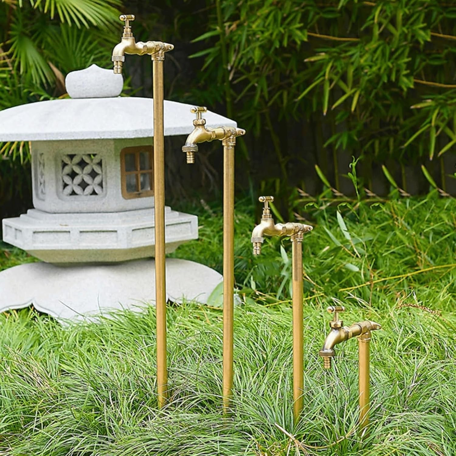 Freestanding Copper Garden Water Column with Faucet Outdoor Vertical Antifreeze Water Pipe Brass Floor Mount Water Tap for School Yard(Black,60cm/23.6'')
