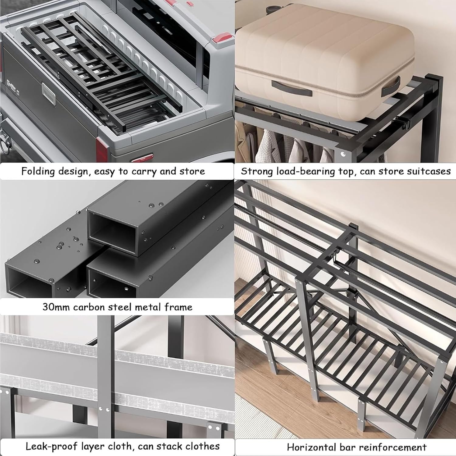 Wardrobe Clothes Organizer - Heavy Duty Portable Wardrobe Closet Rack Foldable Clothe Rack With Cover Freestanding Garment Rack For Hanging Clothes Large Capacity Enclosed Metal Clothing Rack(180*52*1