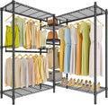 VIPEK L6 Plus Garment Racks Heavy Duty Clothes Rack Corner Closet Racks L Shaped Clothing Rack for Hanging Clothes, 5-Tier Freestanding Closets with 7 Adjustable Shelves, Max Load 1200LBS, Black