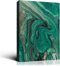 Denzoer Green Texture and Gold Abstract Wall Art Modern Canvas Prints with Solid Wood Frame Wall Pictures for Home Decoration, Ready to Hang - 36x46 inches