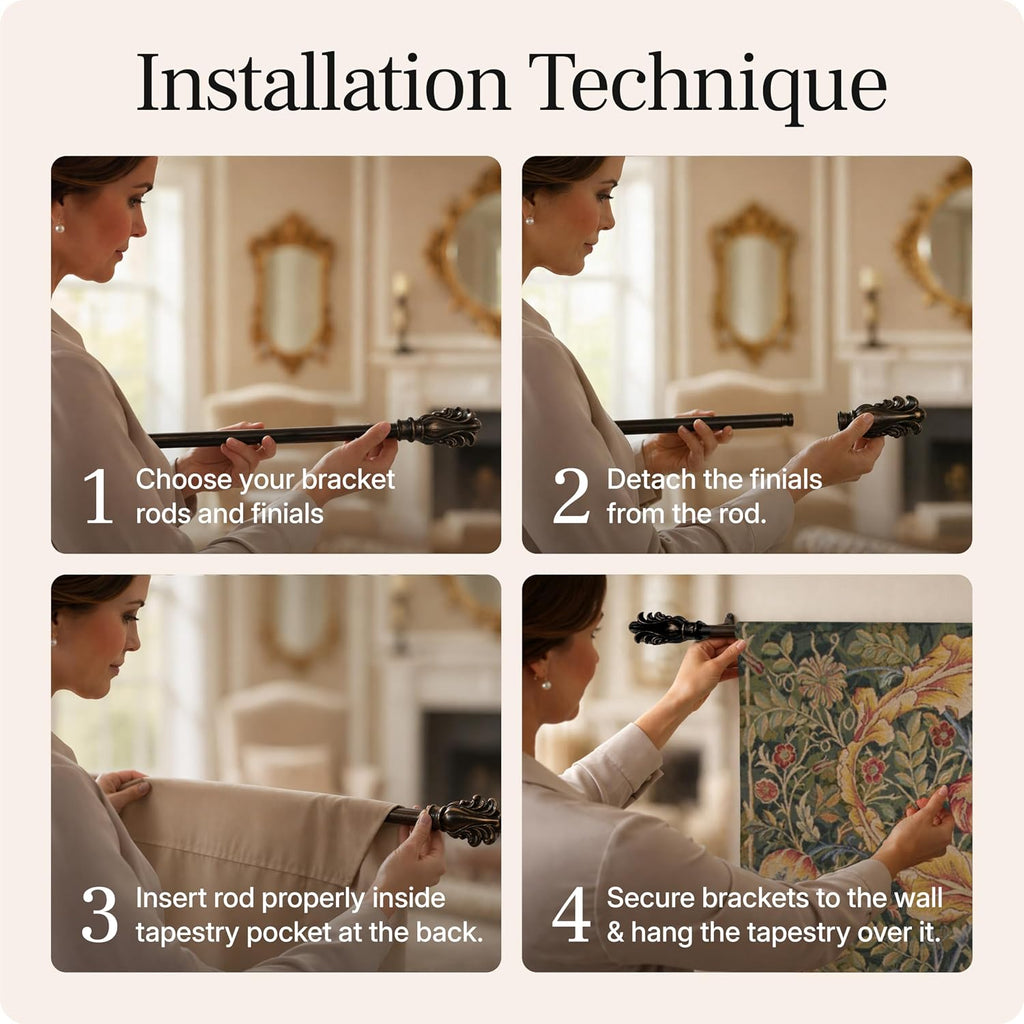 Charlotte Home Furnishings Inc French Boho Tapestry Wall Hanging 58 x 28 in, Animals Brown Medium Aesthetic Woven Wall Art decor for Living Room Home Decor, European Cotton Jacquard Woven