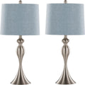 Ashland 27' Metal Table Lamps Set of 2, Desk Lamp, Bedside Lamps for Night Stands, Nightstand Lamp, Small Lamp, Small Table Lamps for Living Room Set of 2 (Brushed Nickel, Light Blue Linen)