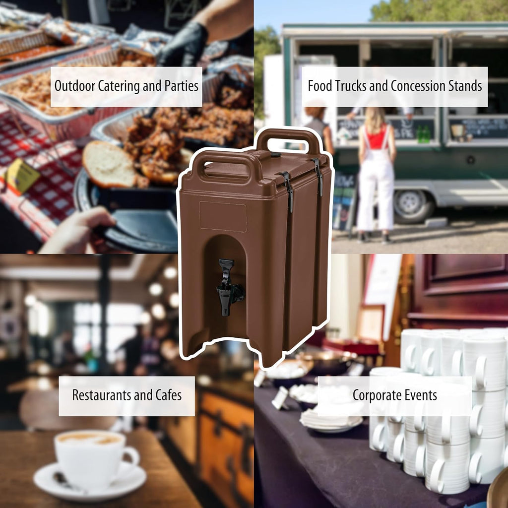 Cambro Camtainer 2.5 Gallon Insulated Beverage Dispenser for Coffee, and Hot or Cold drinks - dispenser for catering, party, or events (Brown)