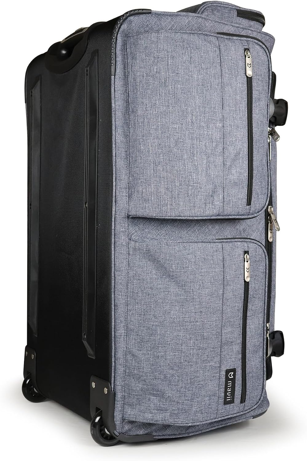 Mavii Deluxe Dance Bag with Garment Rack, 28 Inch Rolling Duffel for Competitions & Travel, Patent-Pending Stability Frames, Lightweight Aluminum Rack, Wheeled Upright Luggage, Heathered Gray