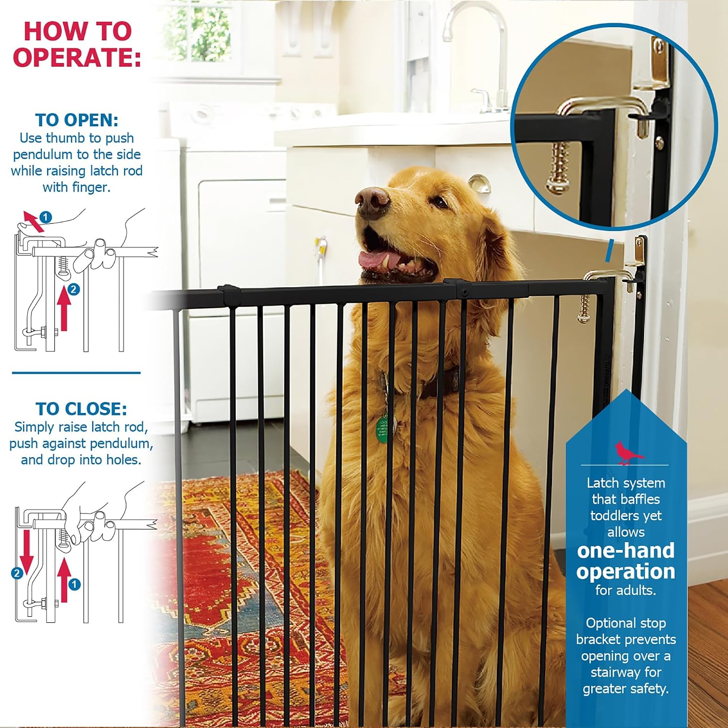Cardinal Gates MG25 Duragate Baby Gate - Adjustable Dog Gate - Steel Safety Gate for Kids & Pets - 26.5 to 41.5 Inches Wide - Black (+ BX12 (12.5' Width Extension))