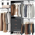 Armocity 5FT Small Closet System with 3 Fabric Drawers, 60 Inches Walk In Closet Organizer System With 3 Adjustable Shelves, Heavy Duty Clothes Rack Built-In Garment Rack, 59' L x 16' W x 71' H, Black