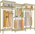 VIPEK V5i Garment Rack Heavy Duty Clothes Rack, Portable Closet Wardrobe Bedroom Armoires Freestanding Clothing Rack with 8 Adjustable Shelves & 4 Hang Rods, 68.9' L x 15.7' W x 76.4' H, Gold