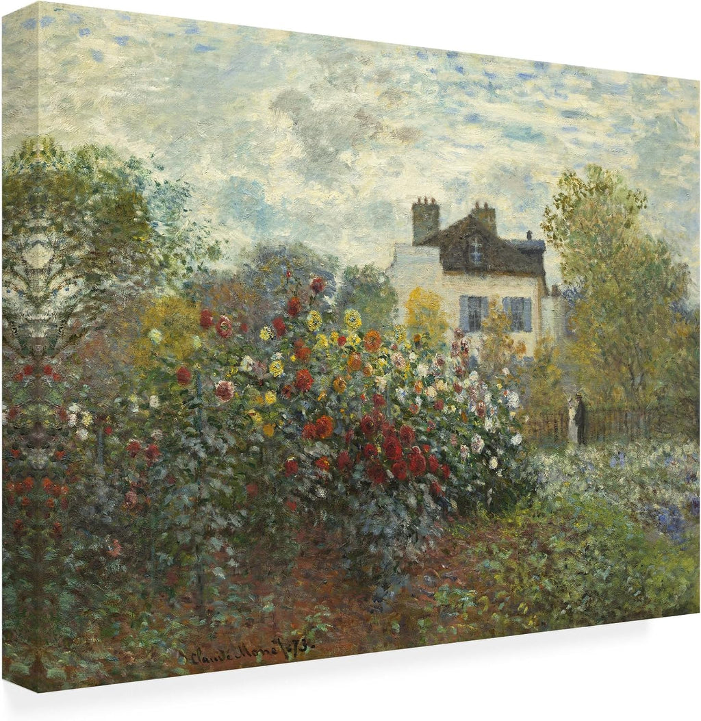 Wrapped Canvas Wall Art - Claude Monet 'The Artist's Garden In Argenteuil' Wall Art for Living Room, Bedroom, or Office Décor - 35x47
