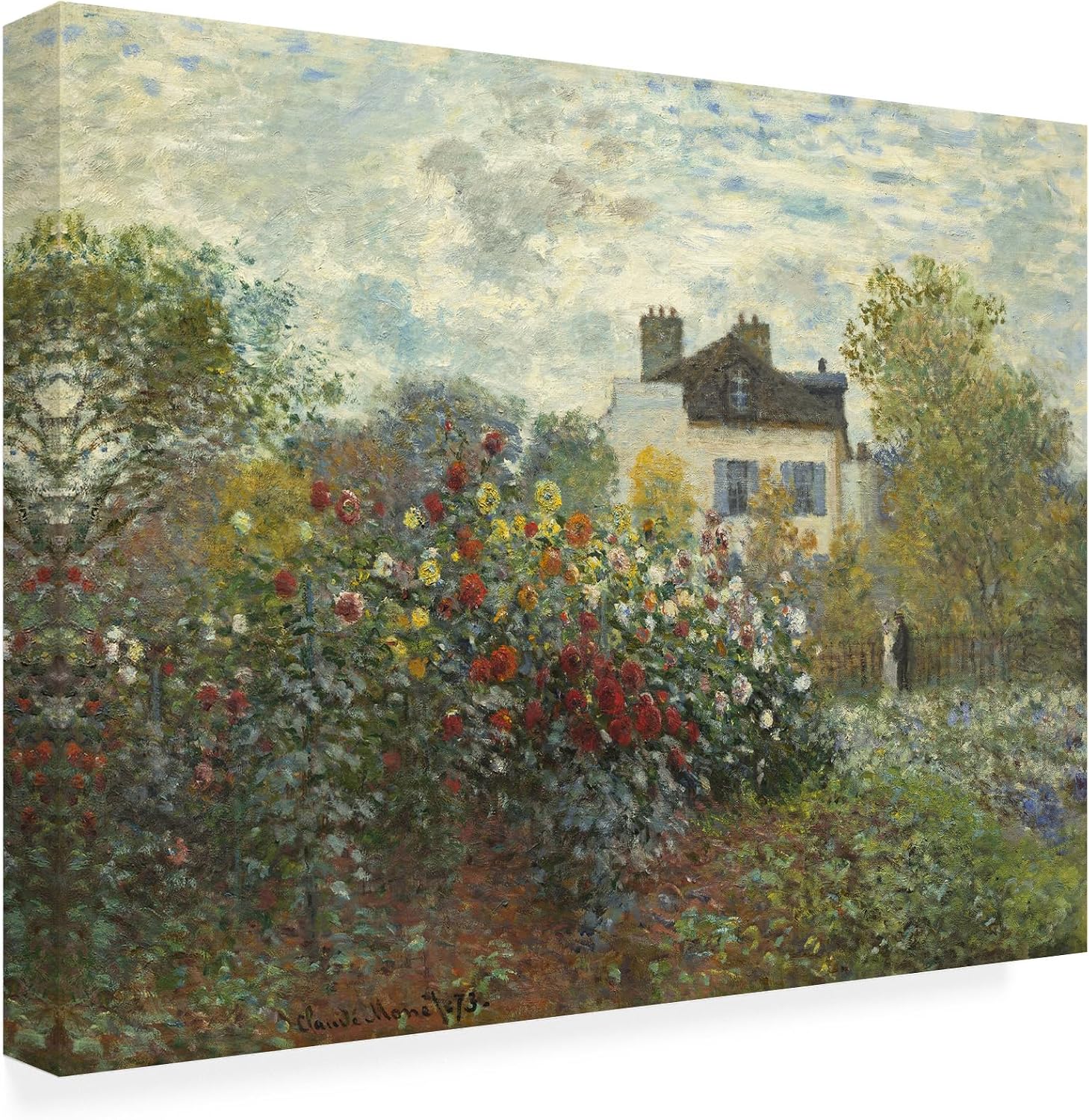 Wrapped Canvas Wall Art - Claude Monet 'The Artist's Garden In Argenteuil' Wall Art for Living Room, Bedroom, or Office Décor - 35x47