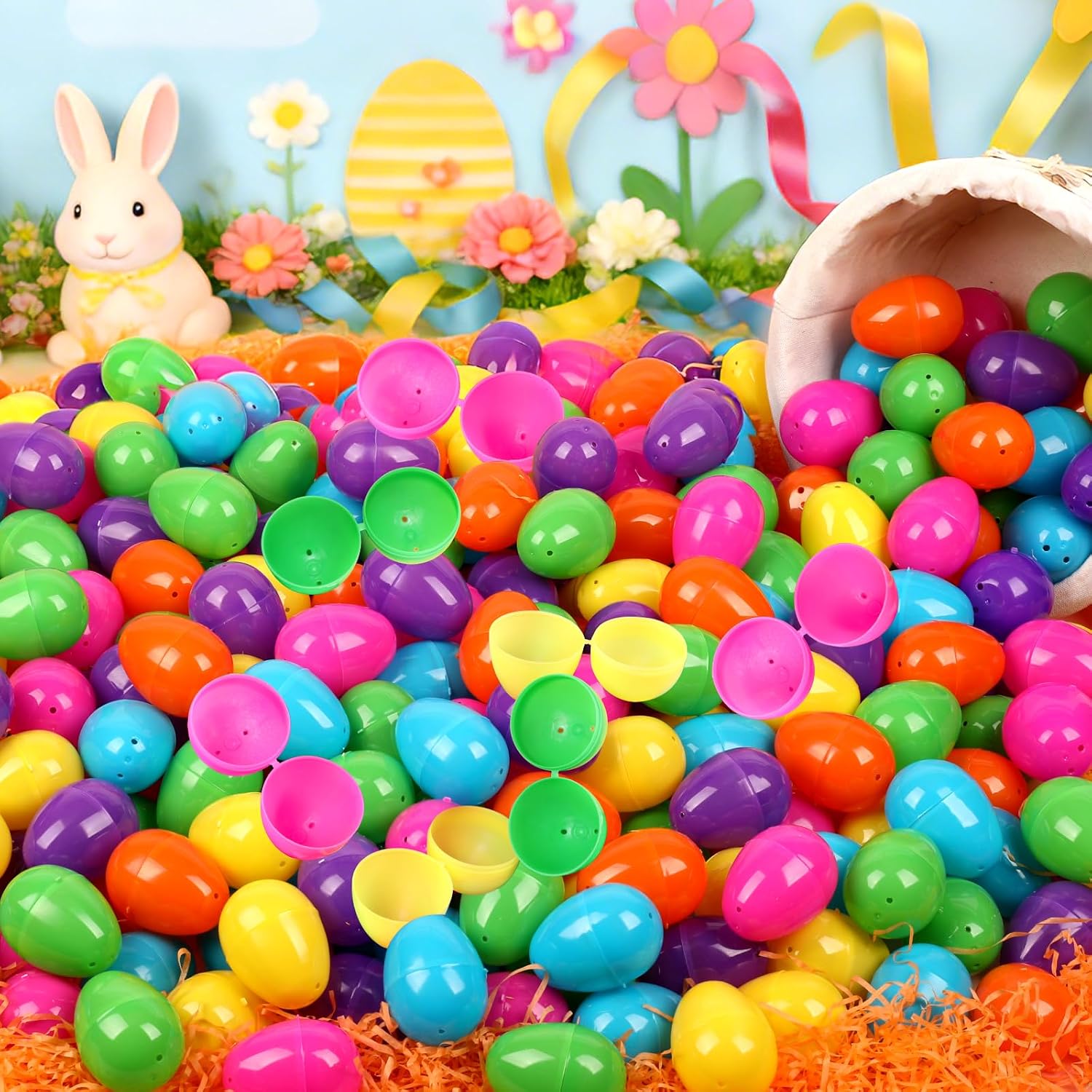 YEAHBEER 2000 Pcs Easter Eggs, 2.4' Assorted Bright Colors Plastic Easter Eggs for Easter Hunt, Basket Stuffers Fillers, Easter Themed Decorations, Theme Party Favor, Classroom Prize Supplies