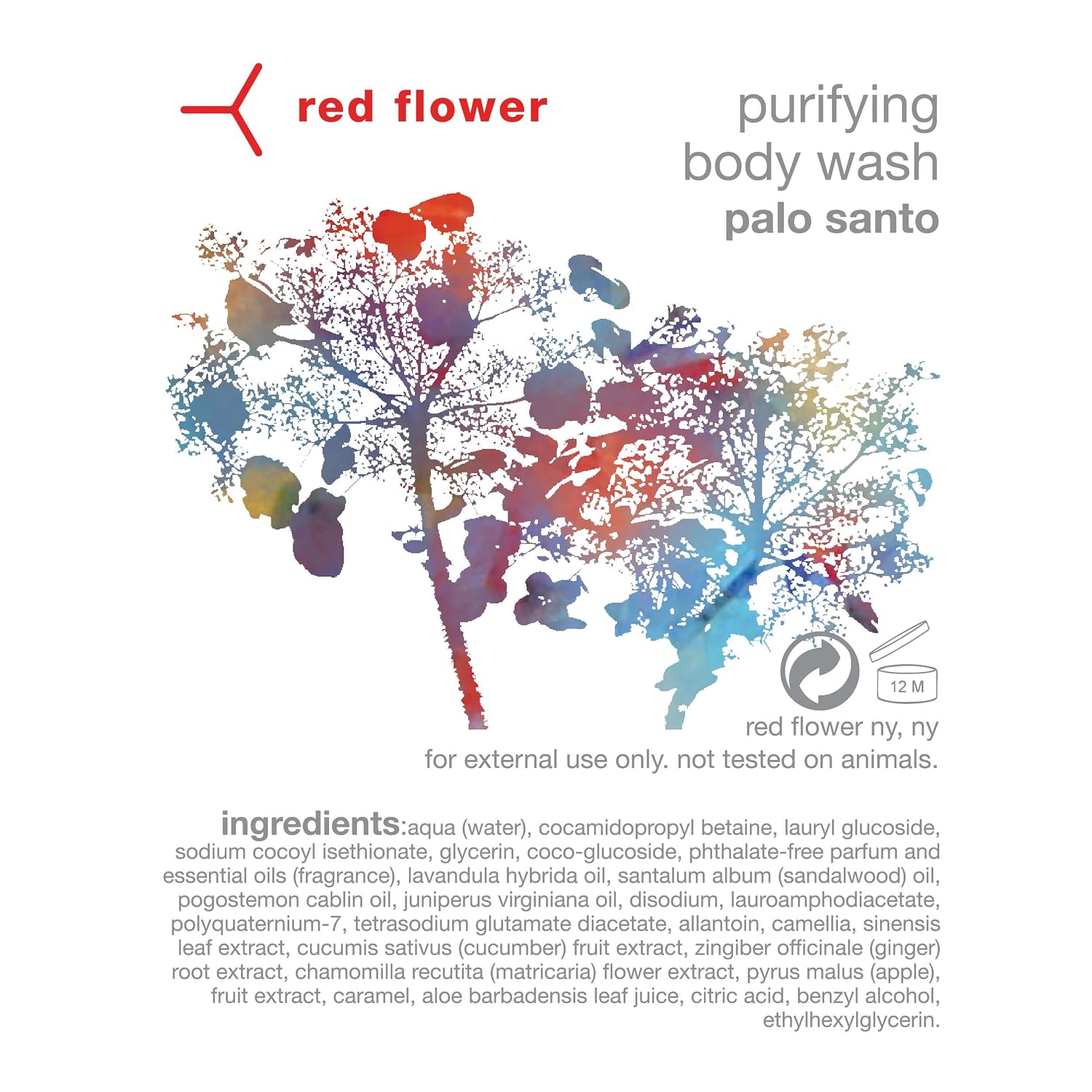 Red Flower Palo Santo Purifying Body Wash – Cleanse & Hydrate Botanical Shower Gel with Organic Fruit & Leaf Extracts for Hydrated, Radiant Skin (1.3 Gallons)