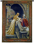 Godspeed Edmund Blair Leighton | Woven Tapestry Wall Art Hanging | Medieval Lady with Arthurian Knight | 100% Cotton USA Size 40x31
