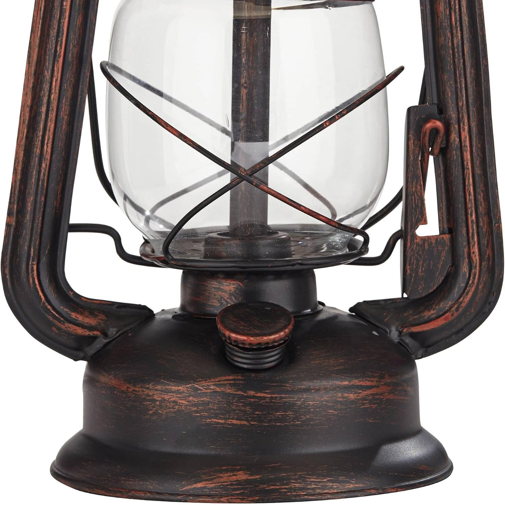Franklin Iron Works Murphy 23' High Miner Lantern Small Farmhouse Rustic Traditional Accent Table Lamps Set of 2 Red Bronze Finish Metal Oatmeal Shade Living Room Bedroom Bedside Nightstand House