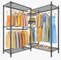 VIPEK L6 Heavy Duty Clothes Rack L Shape Clothing Rack 5-Tier Wire Garment Rack Freestanding Closet with 7 Adjustable Shelves & 4 Hanging Rods, 42.1' L x 42.1' W x 76.4' H, Max Load 850LBS, Black