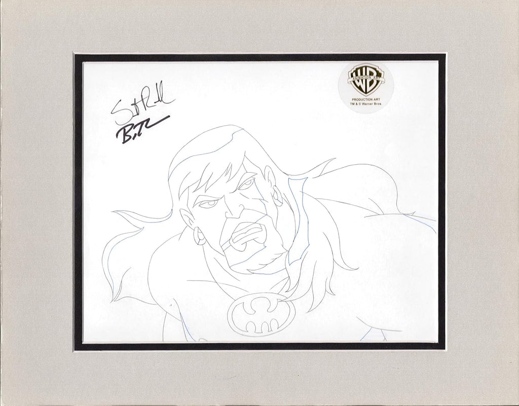Justice League Aquaman Signed by Bruce Timm Production Animation Cel Drawing from WB 280