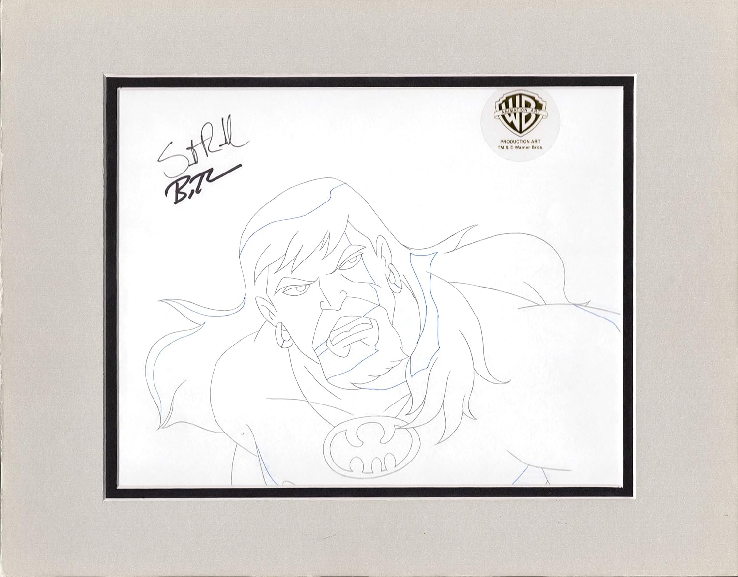 Justice League Aquaman Signed by Bruce Timm Production Animation Cel Drawing from WB 280