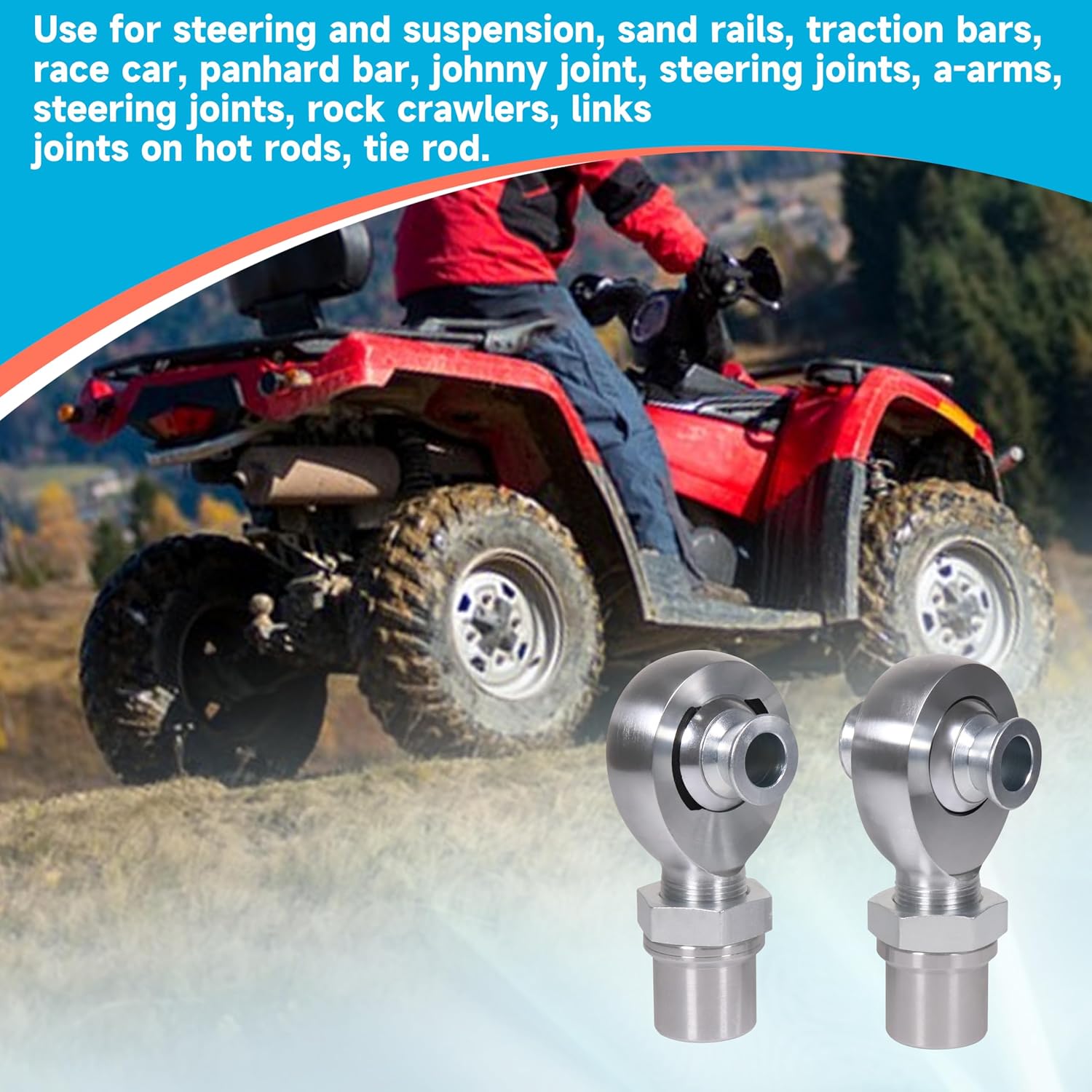 1.25' Heim Joints Rod End Kit Thread 1 1/4' Chromoly Heim Joints Suspension Kit Right and Left Hand Traction Bars Steering Kit with Round Tube Adapter Misalignment Spacer Jam Nuts (2 set-1.25 inch)