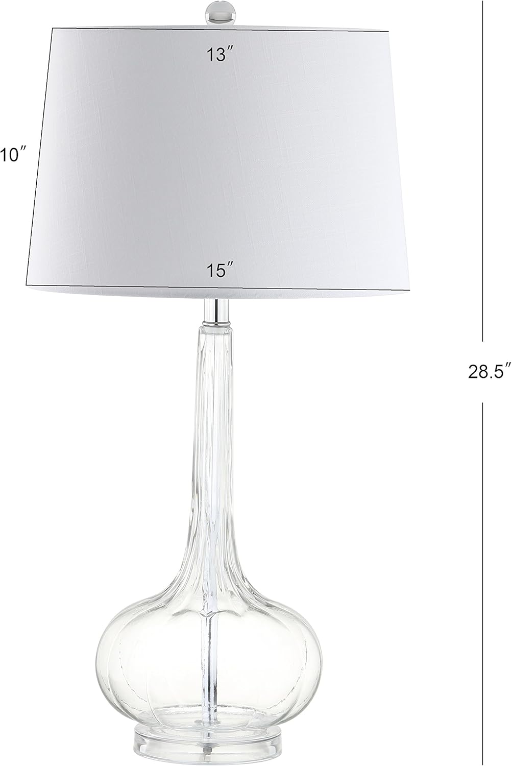 Eyely EYL1079C-SET2 Cooper 28.5' Glass Teardrop LED Table Lamp for Reading Room, Living Room, Office, Bedroom, Contemporary, Transitional, Clear (Set of 2)