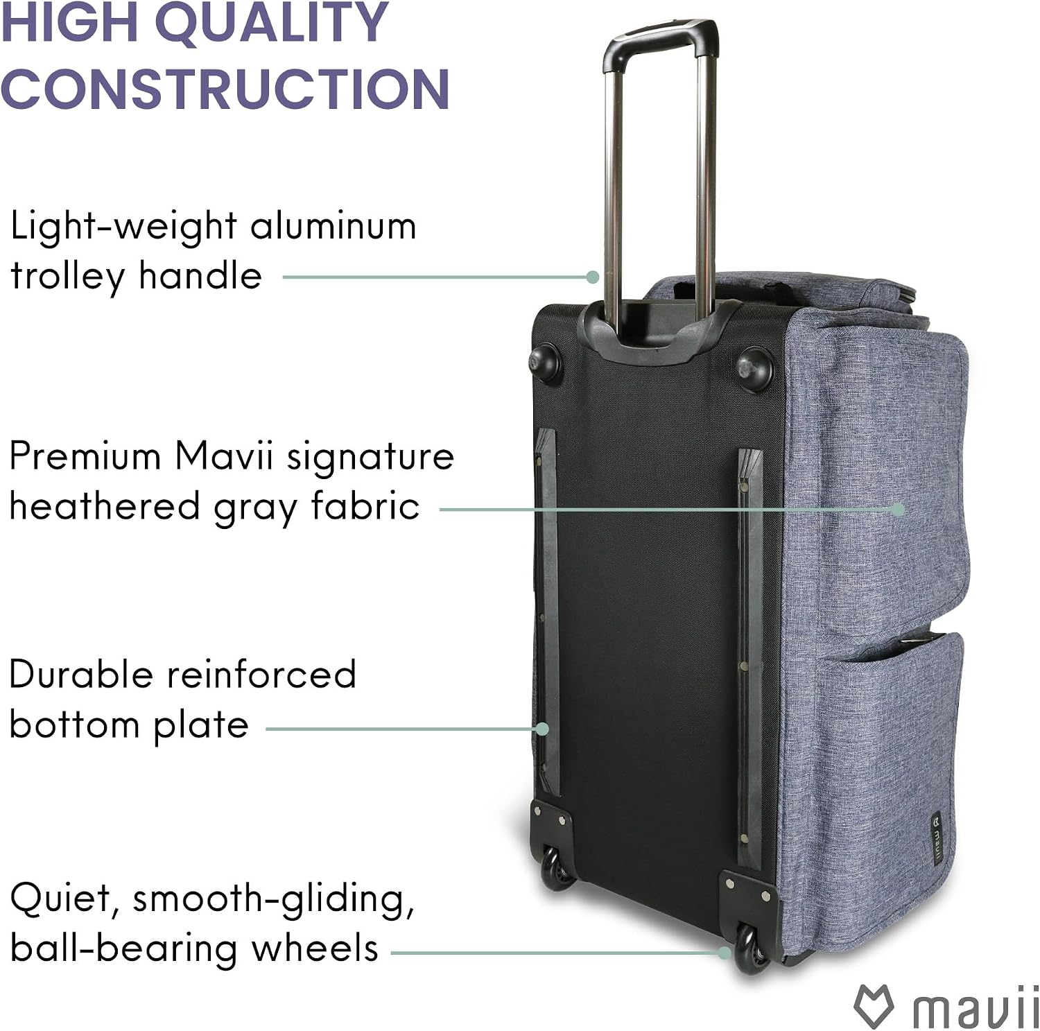 Mavii Dance Bag with Garment Rack - Wheeled 28 Inch Collapsible Travel Bag, Rolling Garment Rack Luggage, Gray