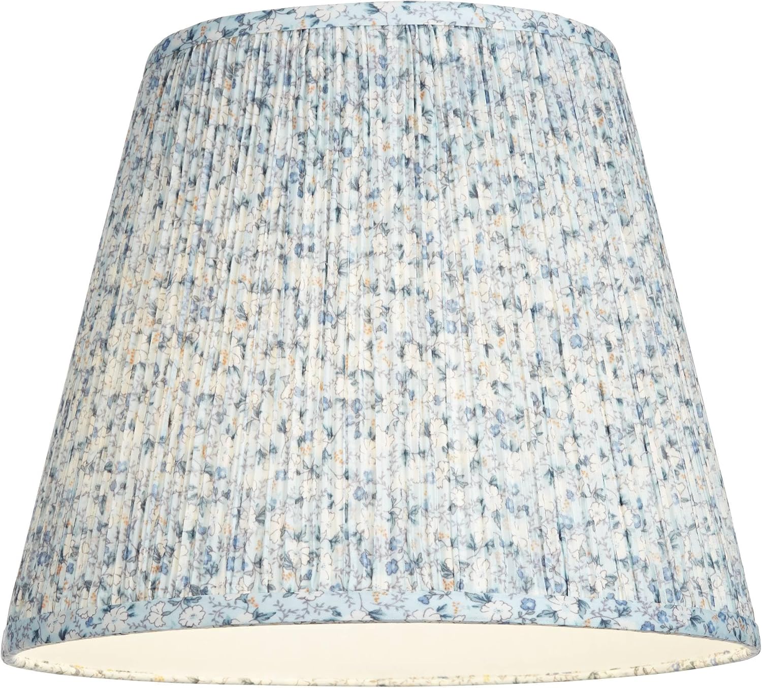 Set of 2 Hardback Pleat Empire Print Cottage Core Lamp Shades Blue Floral Medium 8' Top x 13' Bottom x 10.75' High x 11' Slant Spider with Replacement Harp and Finial Fitting - Springcrest