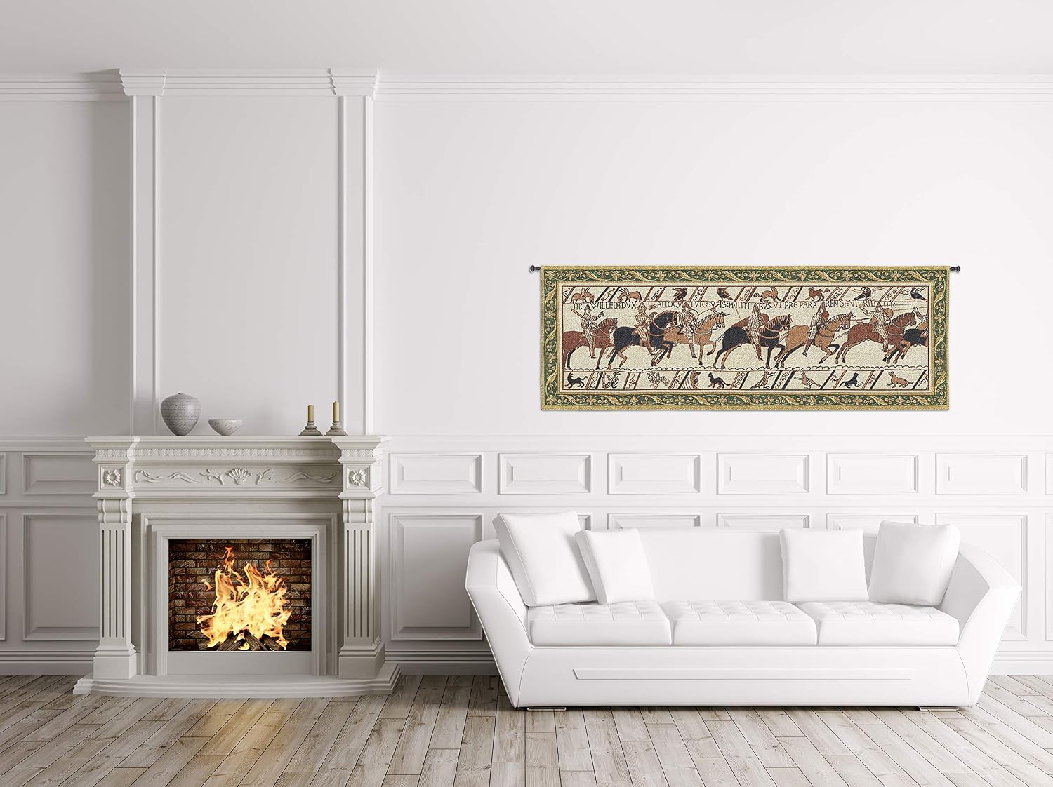 Bayeux Tapestry Historic Masterwork of Norman Conquest of England | Woven Tapestry Wall Art Hanging | Historic Artwork with Border | 100% Cotton USA Size 76x27