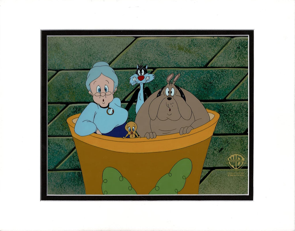Sylvester and T Bird Mysteries Production Animation Cel from Warner Bros 1995-2000 also Has Granny and Hector the Dog
