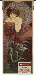 Charlotte Home Furnishings Inc - Mucha Emeraude Stone Belgian Premium Tapestry Wall Hanging | 44x18 in Viscose Polyester Blend Boho Vintage Woven Wall Tapestry for Home & Wall Art by Alphonse Mucha