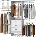 Armocity 5FT Small Closet System with 3 Fabric Drawers, 60 Inches Walk In Closet Organizer System With 3 Adjustable Shelves, Heavy Duty Clothes Rack Built-In Garment Rack, 59' L x 16' W x 71' H, Grey