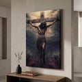 ANRUOXI Christian Wall Art, Picture of Jesus Crucifixion Canvas Prints Christian Religious Canvas Wall Decoration, Death of Jesus Poster Printing Living Room Painting Bedroom Church Decor 32'Wx48'H Inch