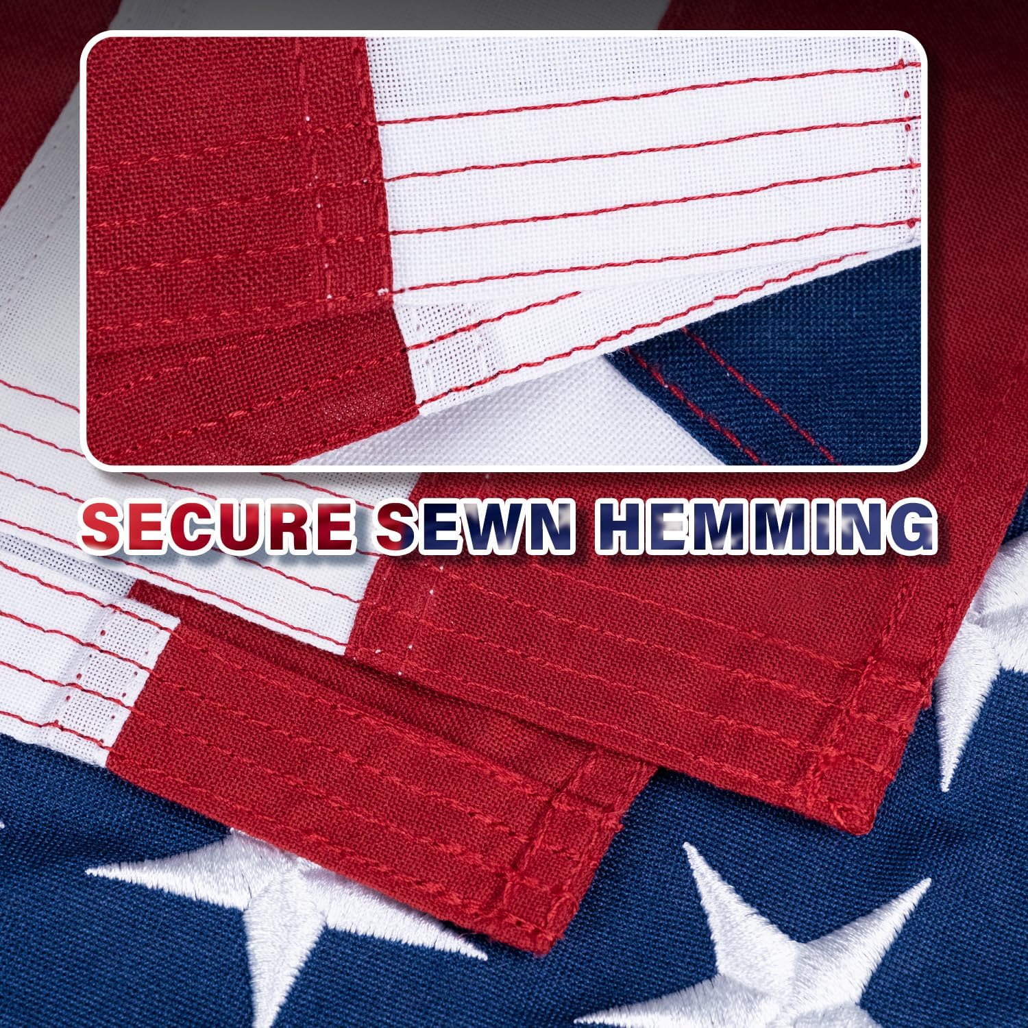 American Flag 10x15 FT TearProof Series, Heavy Duty Tough Spun Polyester USA Flags High Wind for Outside Outdoor with Durable Embroidered Stars Sewn Stripes 5 Brass Grommets