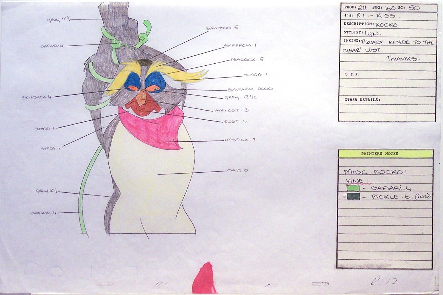 Pebble and the Penguin 1992, Original - Don Bluth Studios - Animation Cel Color Key Drawing