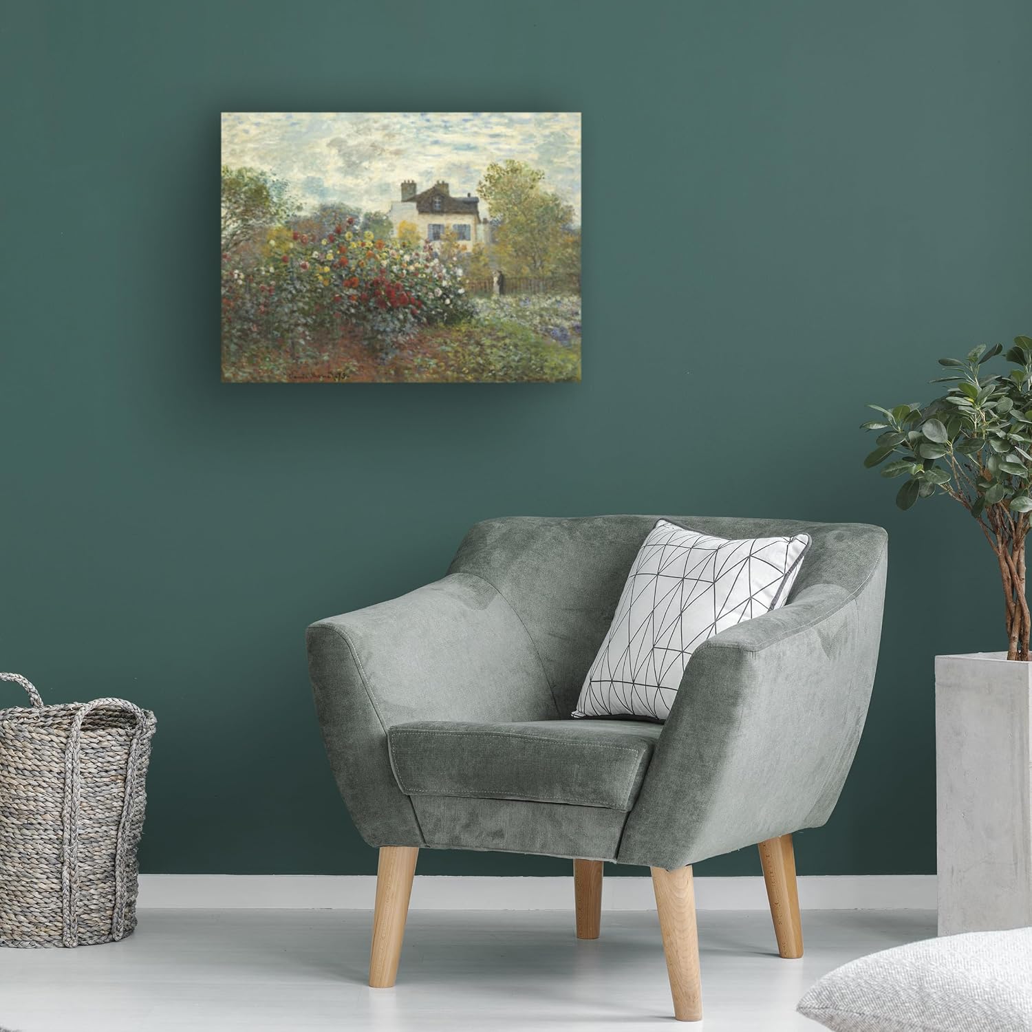 Wrapped Canvas Wall Art - Claude Monet 'The Artist's Garden In Argenteuil' Wall Art for Living Room, Bedroom, or Office Décor - 35x47