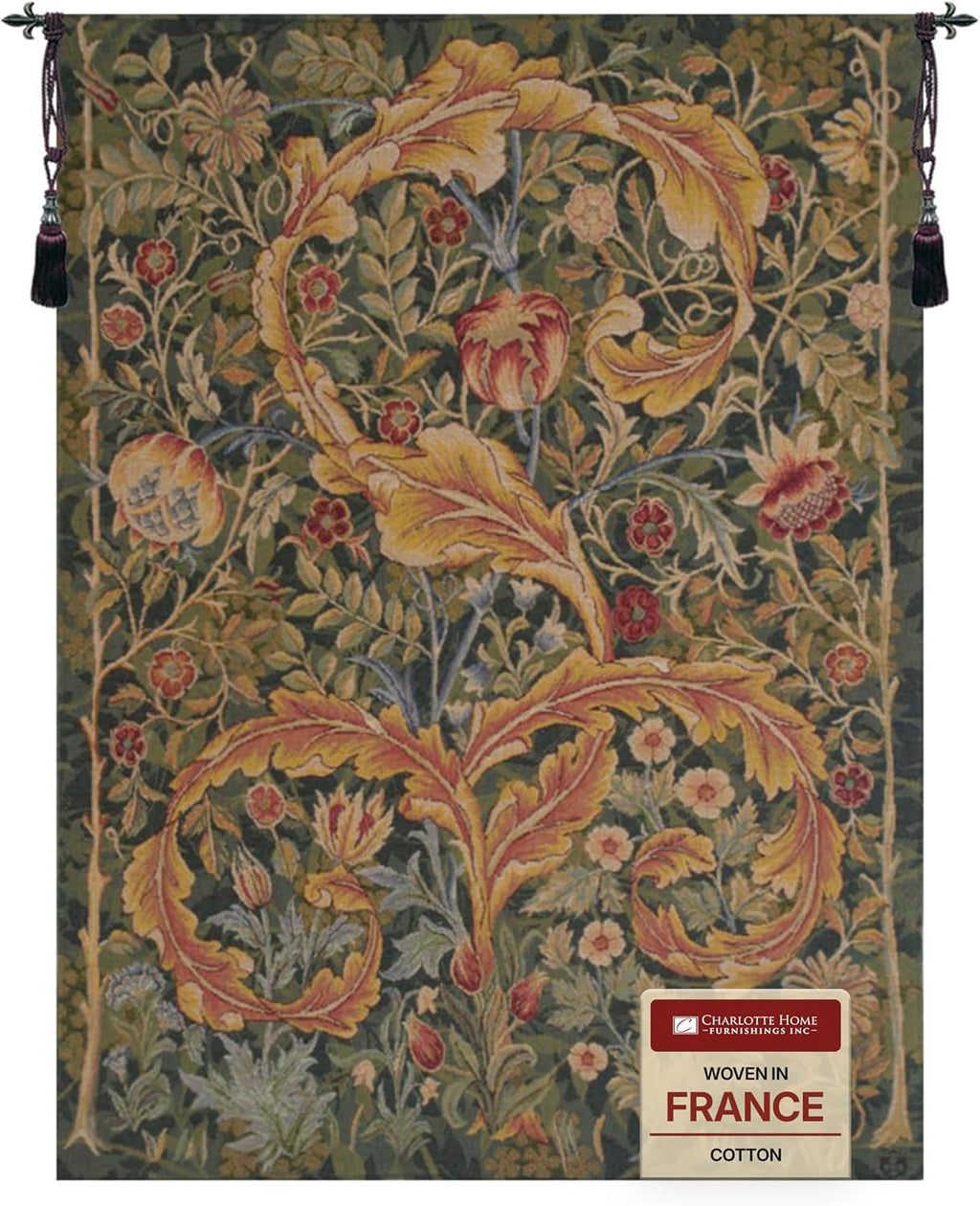 Charlotte Home Furnishings Inc French Boho Tapestry Wall Hanging 58 x 28 in, Animals Brown Medium Aesthetic Woven Wall Art decor for Living Room Home Decor, European Cotton Jacquard Woven
