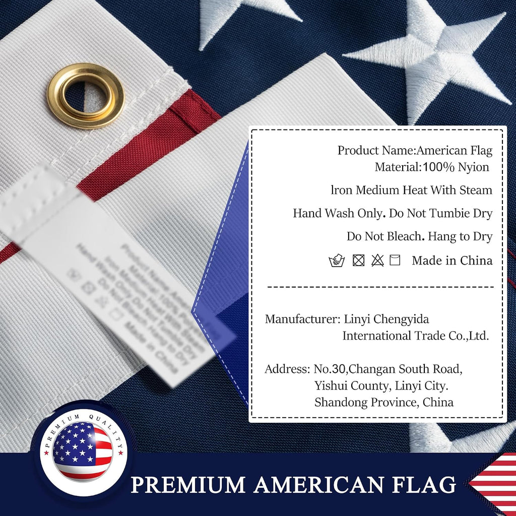 American Flag 10x15 Ft for Outside,Heavy Duty US Flag for High Wind Outdoor | Heavy Duty Nylon, Fade Resistant and Waterproof USA Flag with Embroidered Stars, Sewn Stripes, Brass Grommets