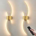 Battery Operated Wall Sconces Set of Two with Remote Control, Battery Wall Light, Stepless Colors 3000K-6000K & Dimming, Gold Rechargeable Wall Sconces for Living Room, Hallway, Bedroom, 39.3 Inch