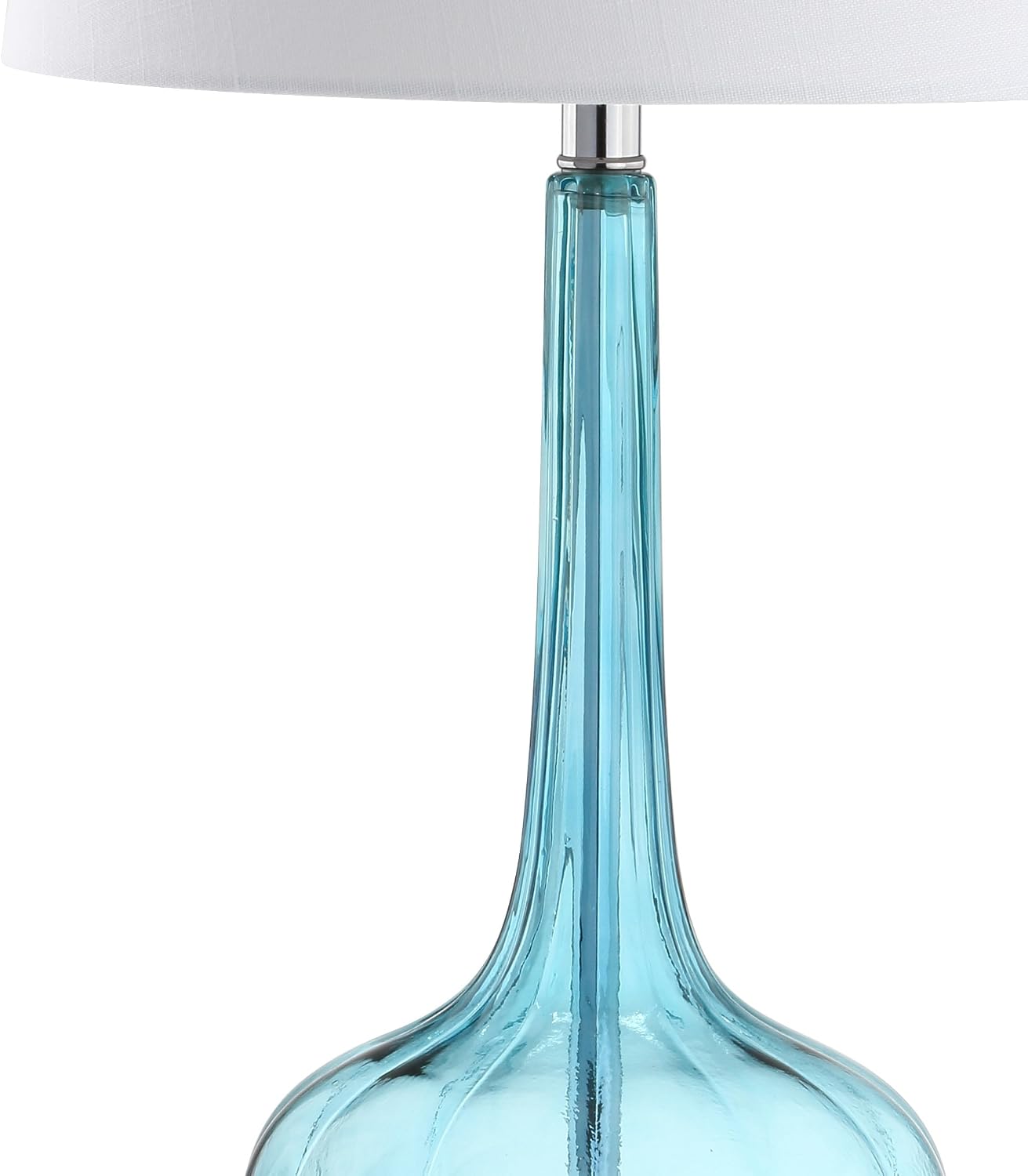 Eyely EYL1079B-SET2 Tiki 28.5' Glass Teardrop LED Table Lamp for Reading Room, Living Room, Office, Bedroom, Contemporary, Transitional, Aqua (Set of 2)