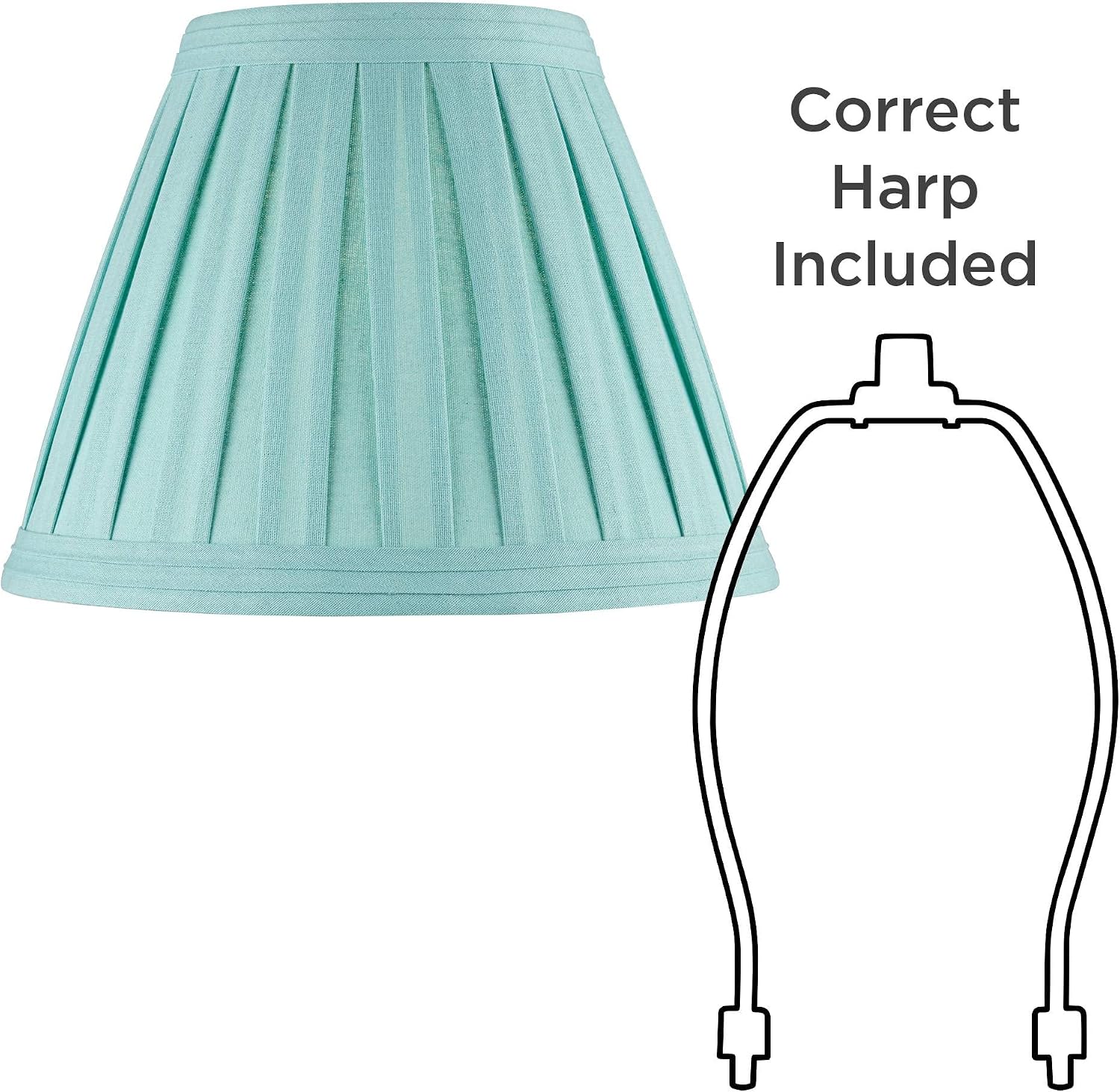 Set of 2 Hardback Pleat Empire Lamp Shade (Pre-Assembled) s Turquoise Blue Large 7' Top x 14' Bottom x 11' High Spider with Replacement Harp and Finial Fitting - Springcrest