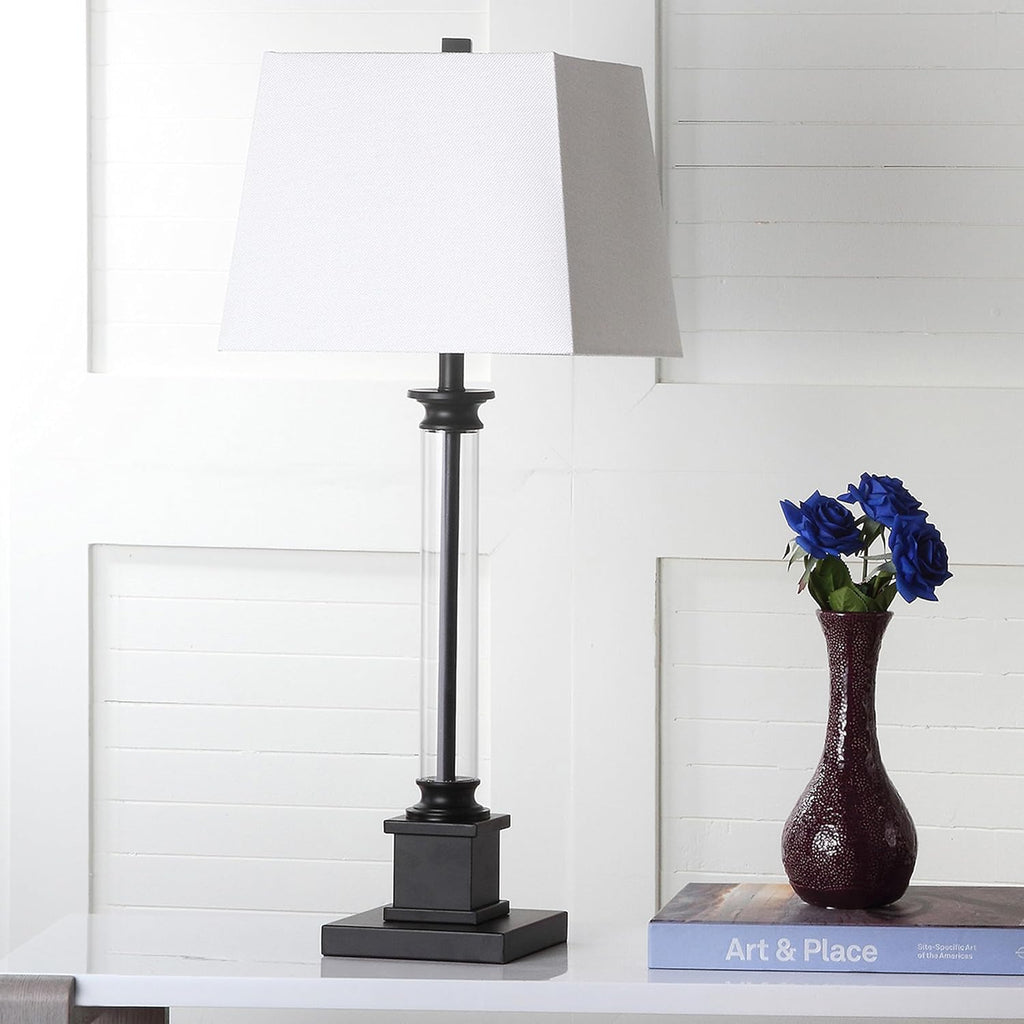 SAFAVIEH Lighting Collection Davis Modern Farmhouse Black 31-inch Bedroom Living Room Home Office Desk Nightstand Table Lamp Set of 2 (LED Bulbs Included)