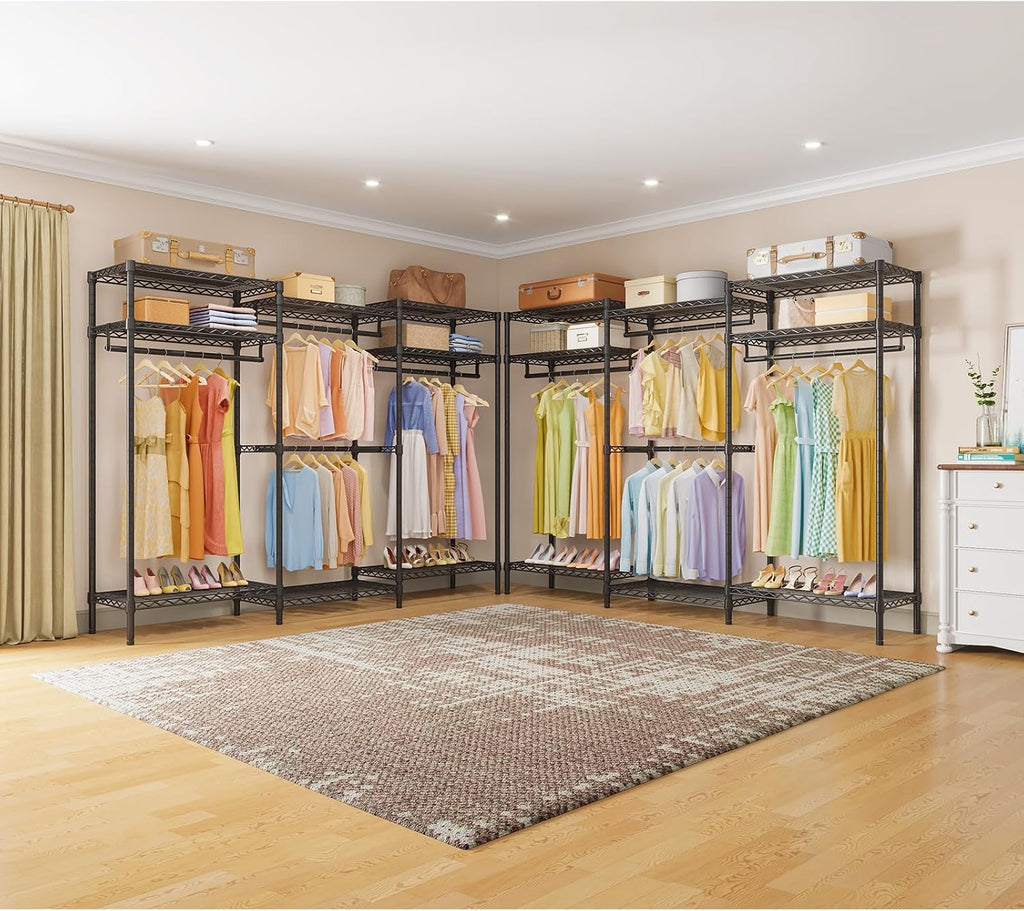 VIPEK V5i Plus Wire Garment Rack Heavy Duty Clothes Racks for Hanging Clothes, Large Free Standing Wardrobe Closet Metal Clothing Racks with Adjustable Shelves for Bedroom, Black