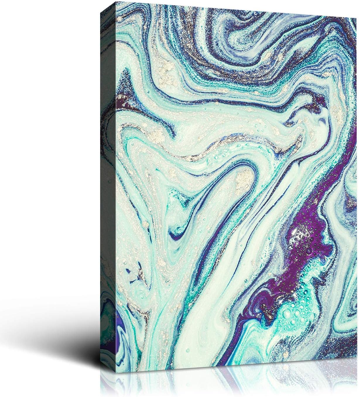Denzoer Green Texture and Gold Abstract Wall Art Modern Canvas Prints with Solid Wood Frame Wall Pictures for Home Decoration, Ready to Hang - 36x46 inches