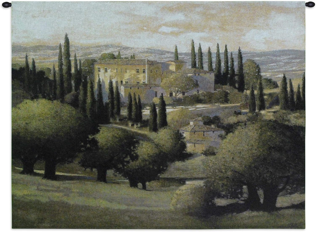 Warm Tuscan Sun by Max Hayslette | Woven Tapestry Wall Art Hanging | Tuscan Home on Lush Green Landscape | 100% Cotton USA Size 53x43
