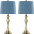 Ashland 27' Metal Table Lamps Set of 2, Desk Lamp, Bedside Lamps for Night Stands, Nightstand Lamp, Small Lamp, Small Table Lamps for Living Room Set of 2 (Gold Metal, Moroccan Blue Linen)