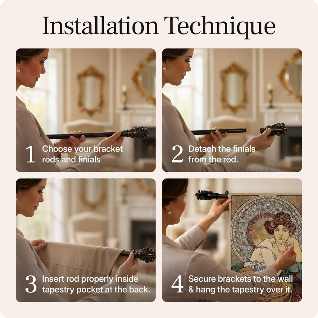 Charlotte Home Furnishings Inc - Mucha Topaze Stone Belgian Premium Tapestry Wall Hanging | 44x18 in Viscose Polyester Blend Boho Vintage Woven Wall Tapestry for Home & Wall Art by Alphonse Mucha