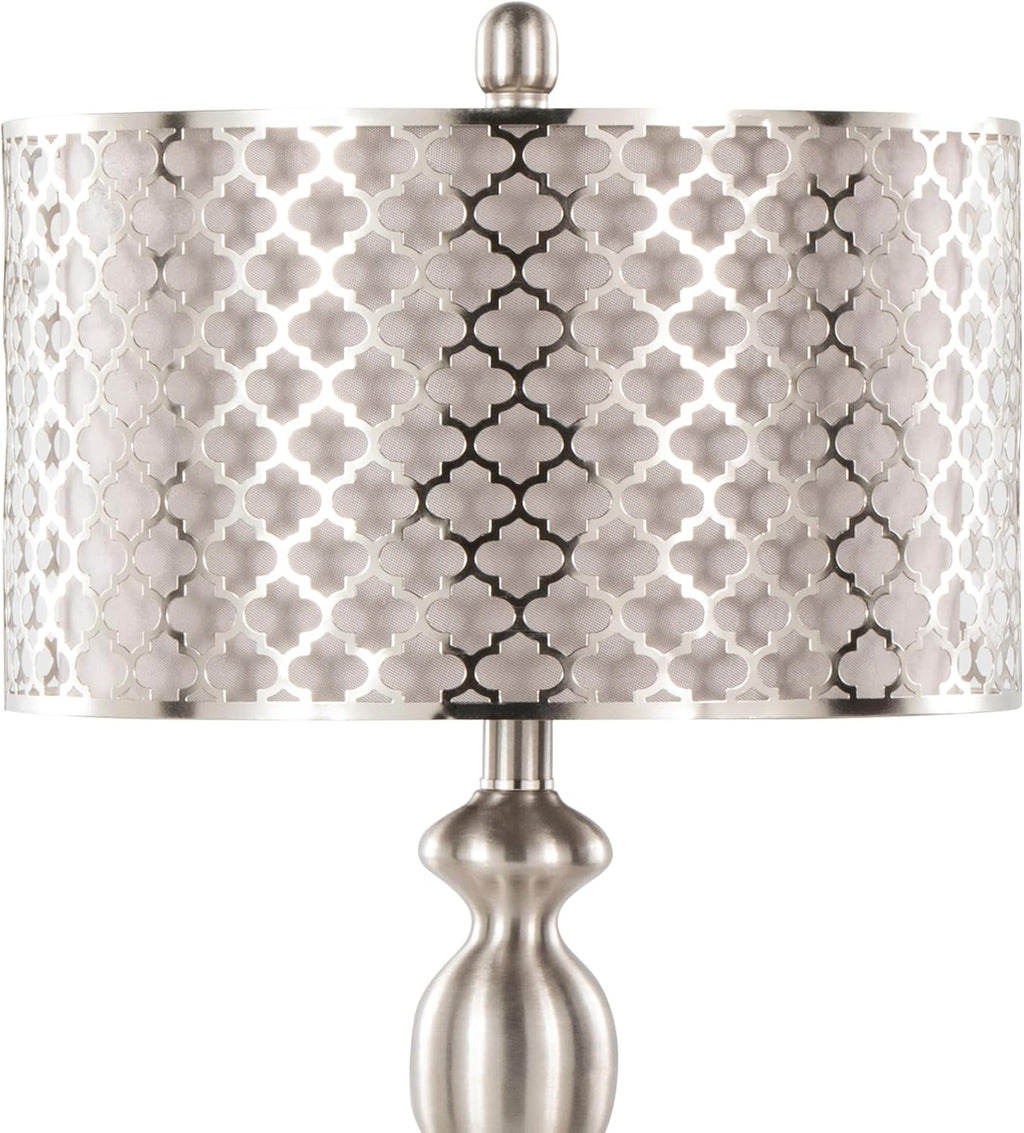 Ashland 27' Metal Table Lamps Set of 2, Desk Lamp, Bedside Lamps for Night Stands, Nightstand Lamp, Small Lamp, Small Table Lamps for Living Room Set of 2 (Brushed Nickel, Grey Linen)