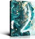 Denzoer Green Ocean and Texture Abstract Wall Art Modern Canvas Prints with Solid Wood Frame Wall Pictures for Home Decoration, Ready to Hang - 36x46 inches