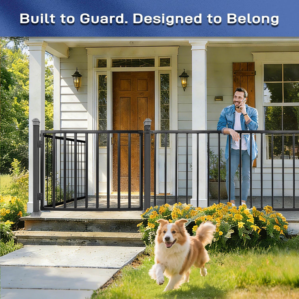 Avalution Deck Fence Gate Outdoor,38' H x 48' W, Metal Fence Gate Kit,Heavy Duty Outdoor Gates with Hinges and Latch,Anti-Rust Deck Gates for Decks,Patio,Garden,Yard,Residential Fences
